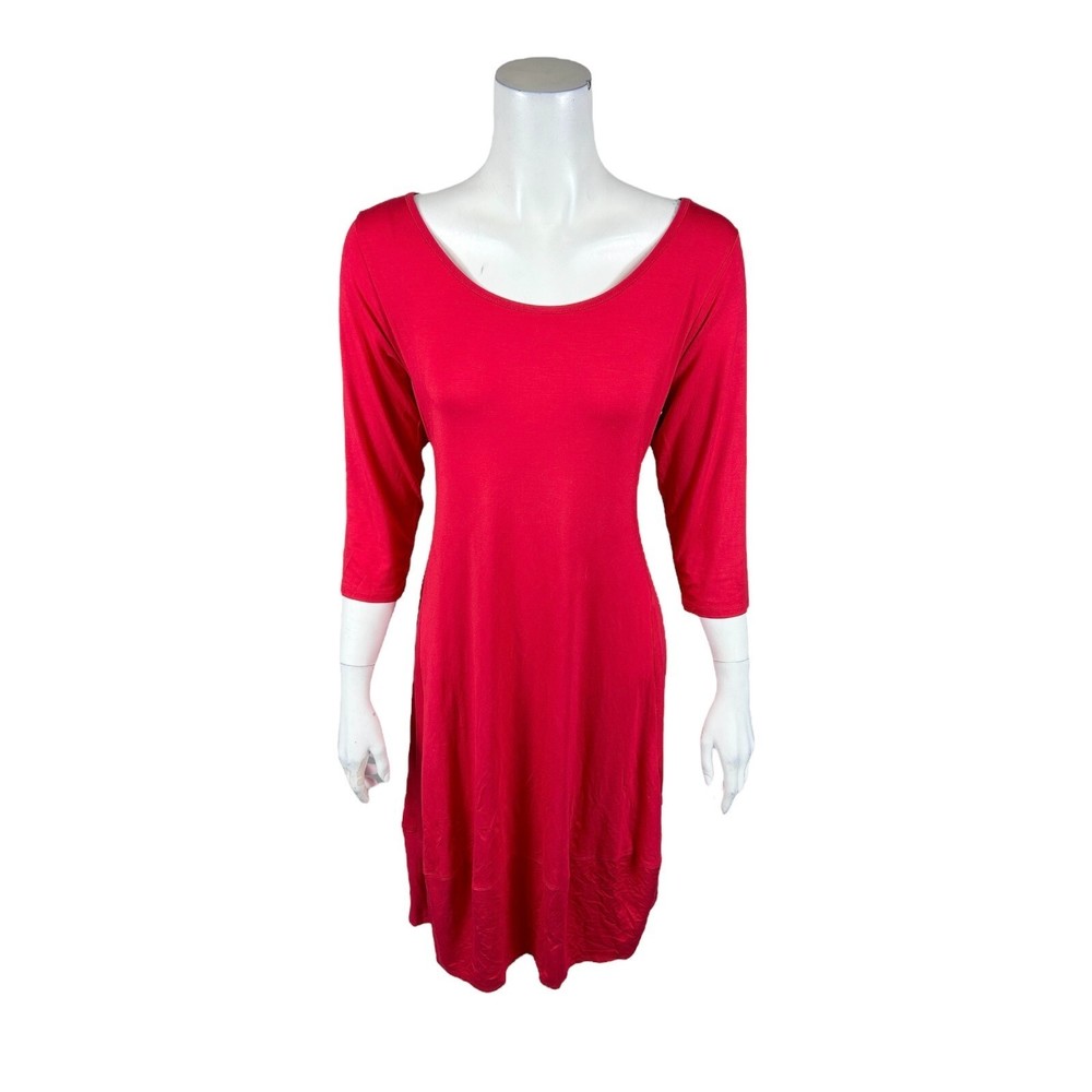 Truth + Style Women's Pullover Petite Solid Knit Bubble Hem Dress Red PM Size